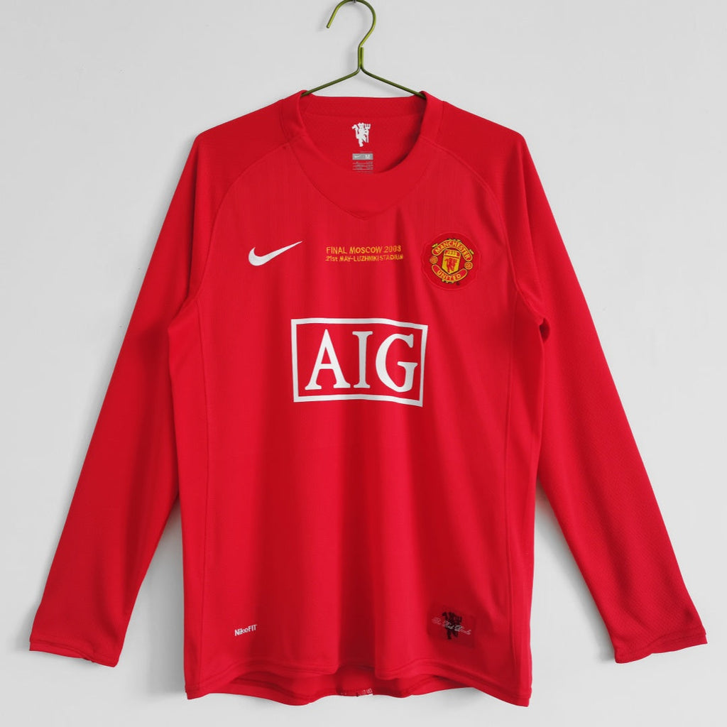 Manchester United 2007-2008 Home Retro Long Sleeve Jersey