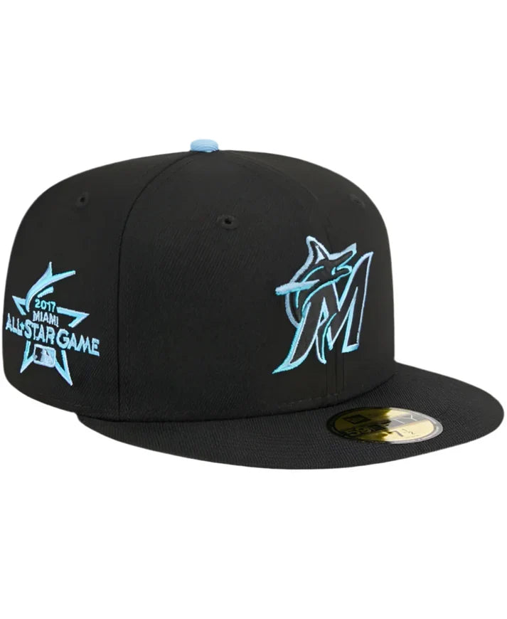 New Era Black Miami Marlins Pastel Undervisor 59FIFTY Fitted Cap