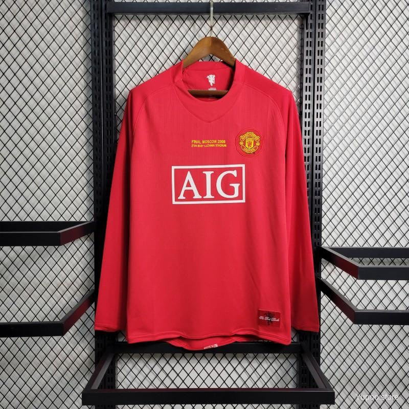Manchester United 2007-2008 Home Retro Long Sleeve Jersey
