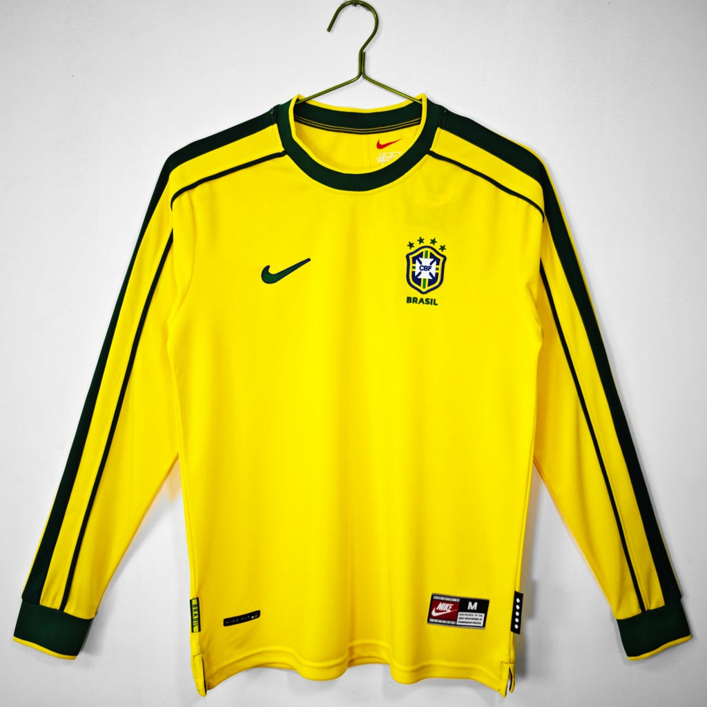 Brazil 1998 Home Retro Long Sleeve Jersey