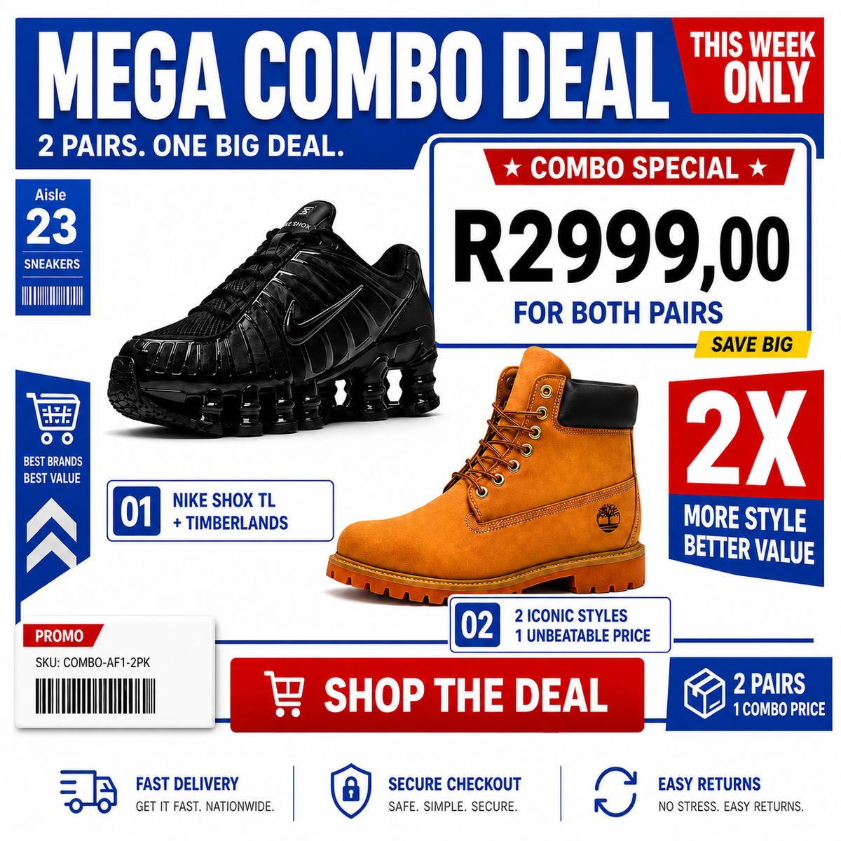 Nike Shox and Timberland Combo Deal