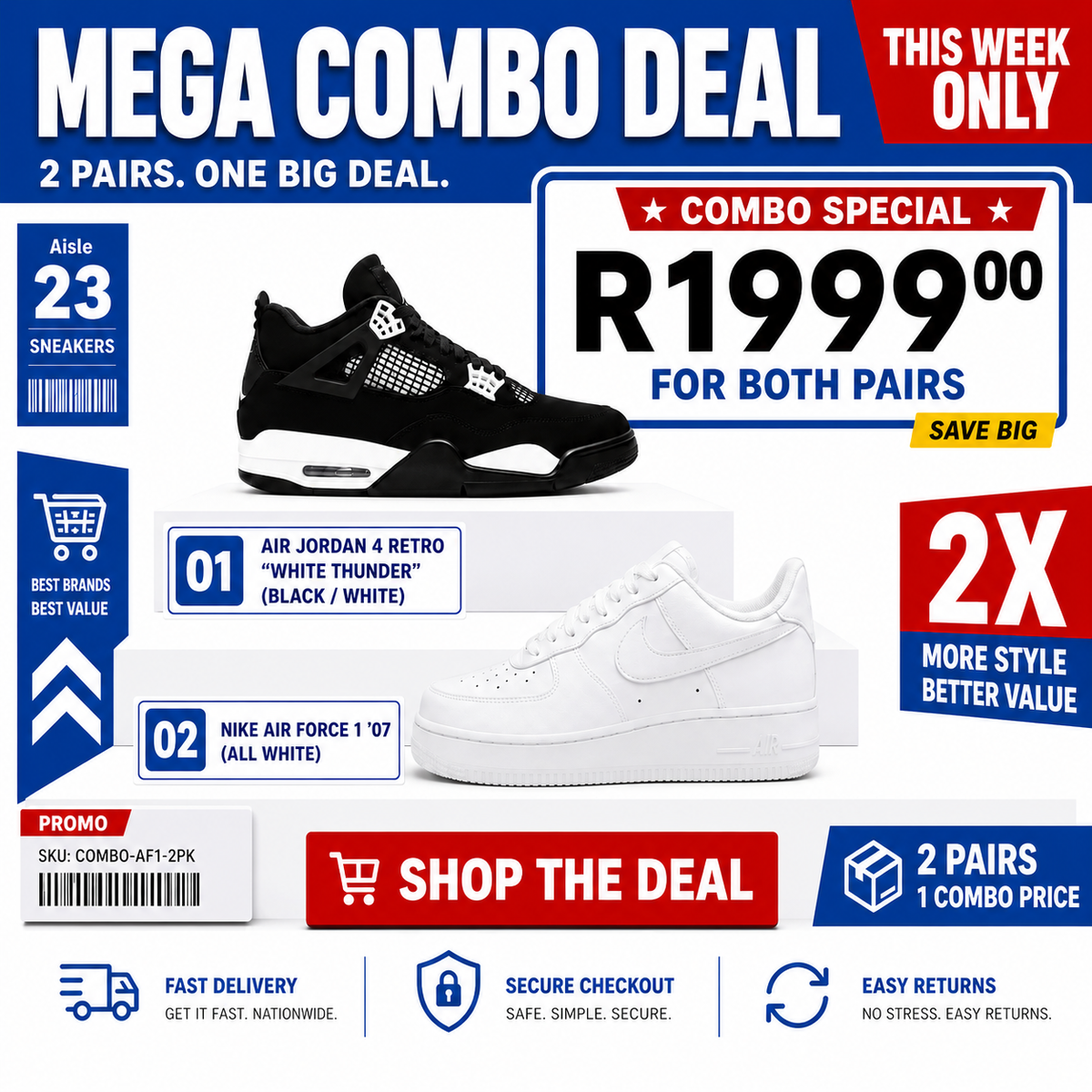 Jordan 4s and Air Force 1 Combo Deal