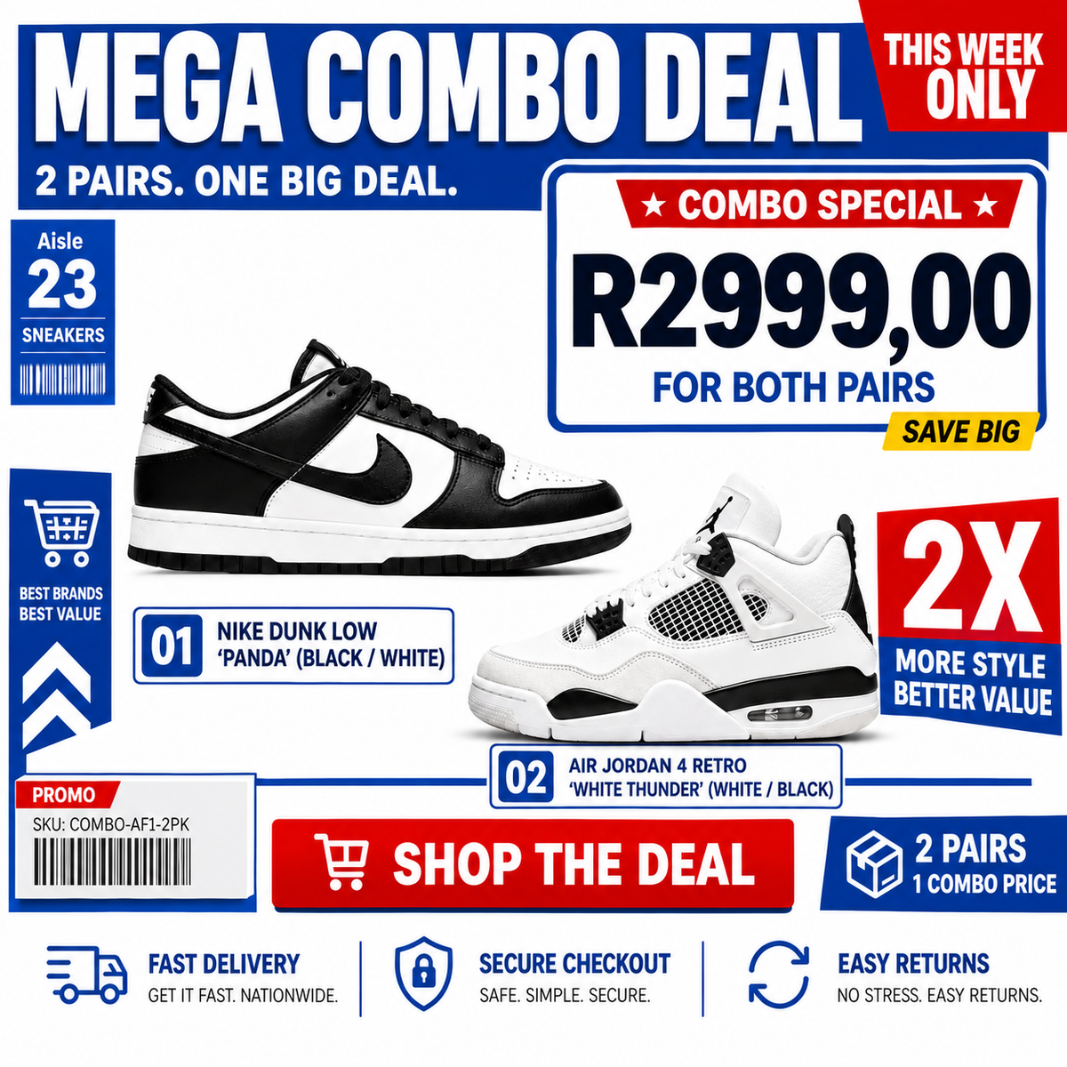 Nike Dunks Lows and Jordan 4s Combo