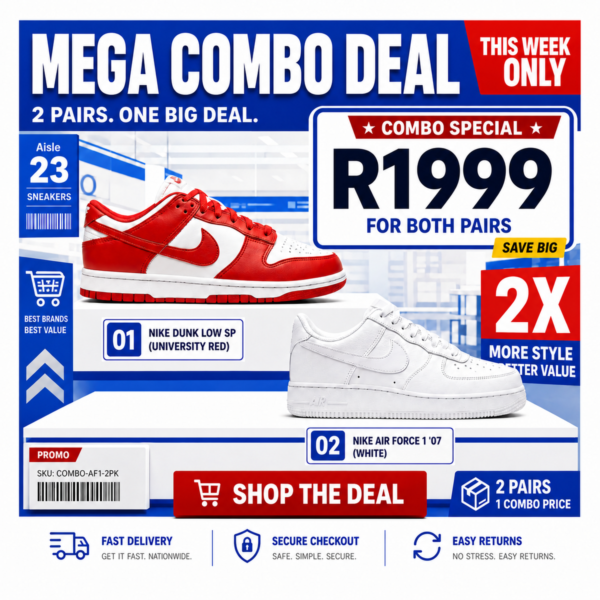 Nike dunks lows and Air Force 1s Combo