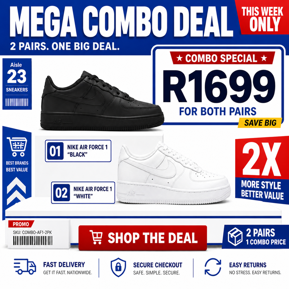 Two Air Force 1s Combo