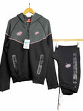 NIKE TECH FLEECE FULL ZIP HOODIE & JOGGERS SET BLACK/DARK SMOKE GREY 2023